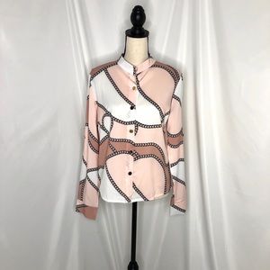 Pink & White Womans Button Down